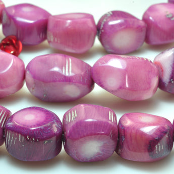 YesBeads Purple Coral smooth nugget drum beads gemstone wholesale jewlry making 15"
