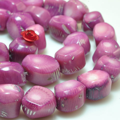 YesBeads Purple Coral smooth nugget drum beads gemstone wholesale jewlry making 15"