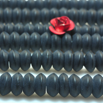 YesBeads Black Onyx matte rondelle disc beads gemstone wholesale jewelry 15"