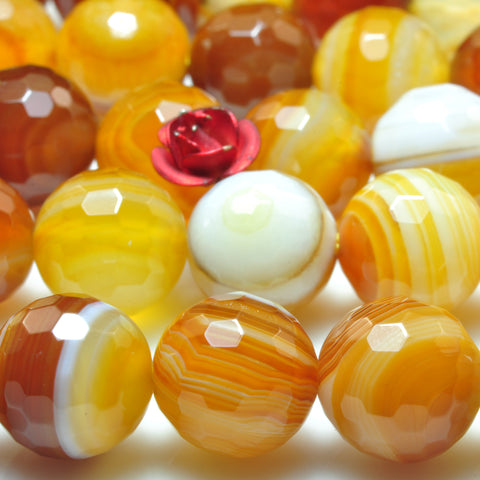 YesBeads Rainbow Banded Agate faceted round loose beads gemstone 10mm 15"