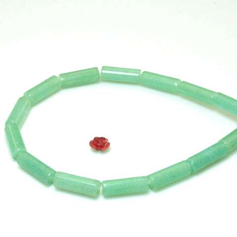 YesBeads Natural Green Aventurine smooth tube beads gemstone 6x16mm 15"