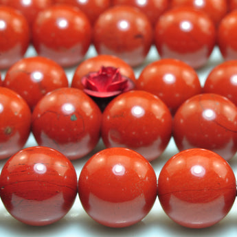 YesBeads Natural Red Jasper A grade smooth round beads gemstone wholesale jewelry 15"