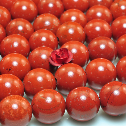 YesBeads Natural Red Jasper A grade smooth round beads gemstone wholesale jewelry 15"