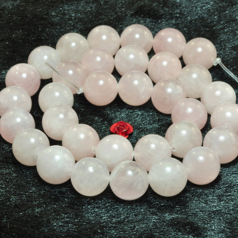 YesBeads Natural Rose Quartz smooth round loose beads wholesae gemstone 15"