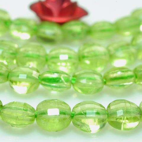 Natural Green Peridot Stone micro faceted coin beads wholesale loose gemstone for jewelry making diy bracelet necklace 4mm