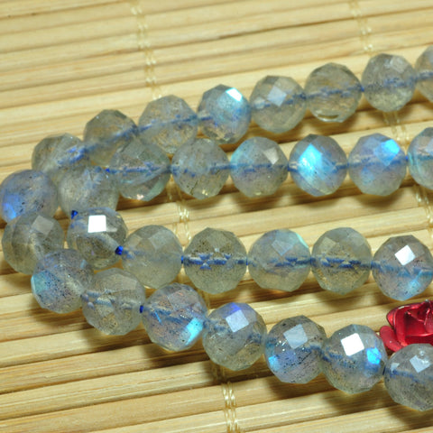 YesBeads Natural Labradorite gemstone faceted round loose beads gray wholesale stone 15"