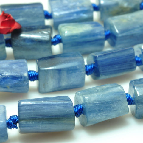 YesBeads Natural Kyanite gemstone faceted nugget tube loose beads blue stone wholesale jewelry making 16"