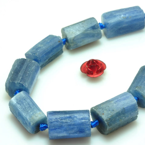 YesBeads Natural Kyanite gemstone rough matte faceted tube nugget loose beads blue stone wholesale jewelry making 16"