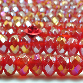 YesBeads Titanium Coated Carnelian faceted rondelle beads gemstone wholesale 15"