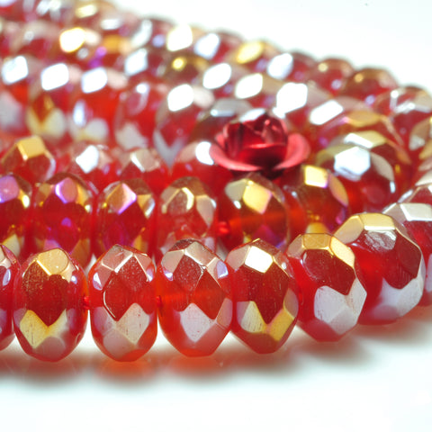 YesBeads Titanium Coated Carnelian faceted rondelle beads gemstone wholesale 15"