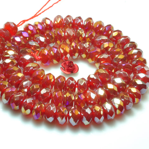 YesBeads Titanium Coated Carnelian faceted rondelle beads gemstone wholesale 15"