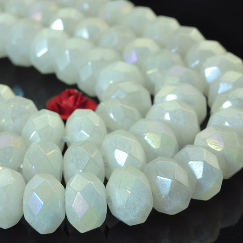 YesBeads Titanium Coated White Jade faceted rondelle beads gemstone 5x8mm 15"