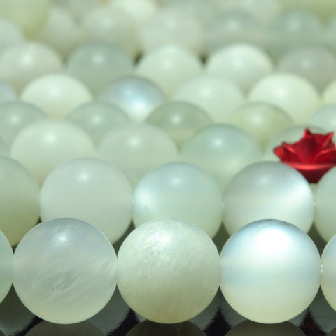 YesBeads Natural White Moonstone matte round beads gemstone 8mm 15"