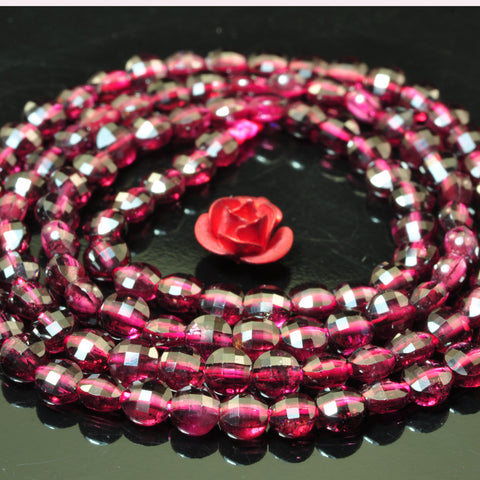 YesBeads Natural Red Garnet gemstone micro faceted coin loose beads wholesale jewelry 4mm 15"