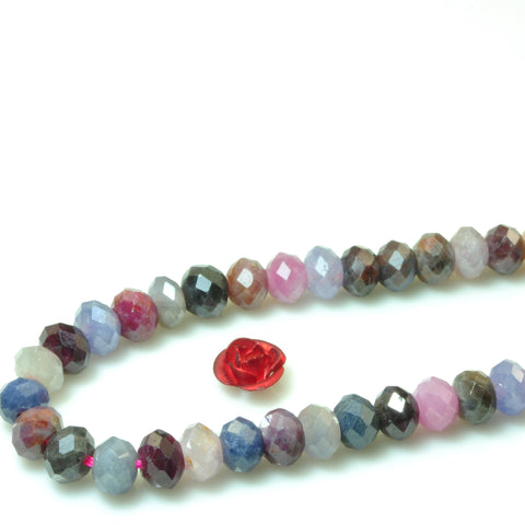 YesBeads natural Ruby Sapphire gemstone faceted rondelle beads wholesale 4x6mm 15"