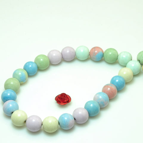 YesBeads Alashan Rainbow Jasper smooth round loose beads wholesale gemstone jewelry making 15"