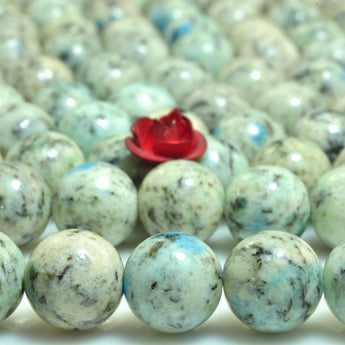 YesBeads Natural K2 Blue gemstone smooth round loose beads wholesale jewelry making 8mm 10mm 15"