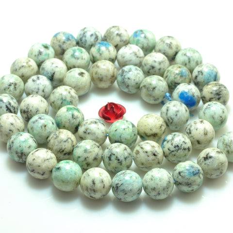 YesBeads Natural K2 Blue gemstone smooth round loose beads wholesale jewelry making 8mm 10mm 15"