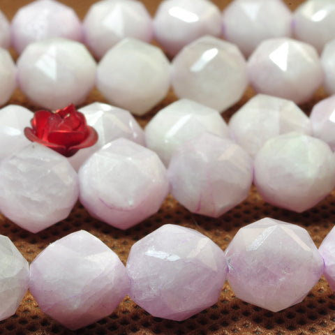 YesBeads Natural Kunzite purple pink gemstone diamond faceted round loose beads gemstone 15"