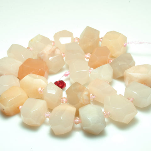 YesBeads Natural Pink Aventurine faceted nugget chunks beads gemstone wholesale jewelry 15"
