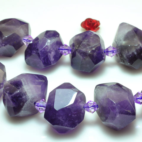 YesBeads Natural Amethyst faceted nugget loose chunks beads wholesale gemstone jewelry 15"
