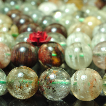 YesBeads natural multicolor lace Phantom Quartz smooth round loose beads wholesale gemstone jewelry making 15"strand