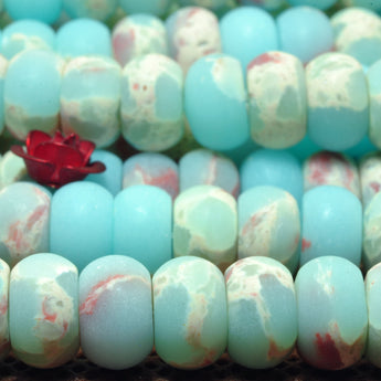 YesBeads Impression Jasper aqua terra jasper matte rondelle beads wholesale gemstone jewelry making 15'' full strand