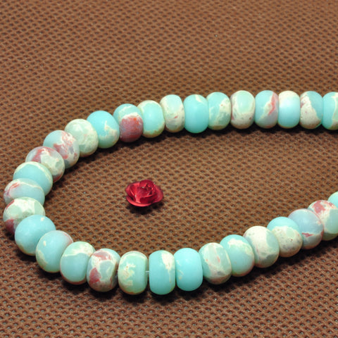 YesBeads Impression Jasper aqua terra jasper matte rondelle beads wholesale gemstone jewelry making 15'' full strand