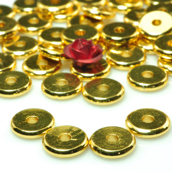 YesBeads 50pcs Gold plated copper spacers smooth disc coin beads spacer wholesale jewelry findings