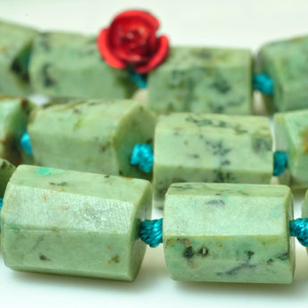 Natural African turquoise faceted nugget tube loose beads green stone wholesale jewelry making bracelet necklace diy