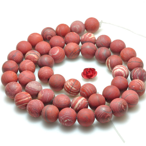 Natural Red Jasper matte loose round beads wholesale gemstone jewelry making bracelet necklace diy