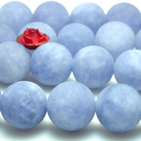 YesBeads Malaysia Jade matte round beads blue jade gemstone wholesale jewelry 15"