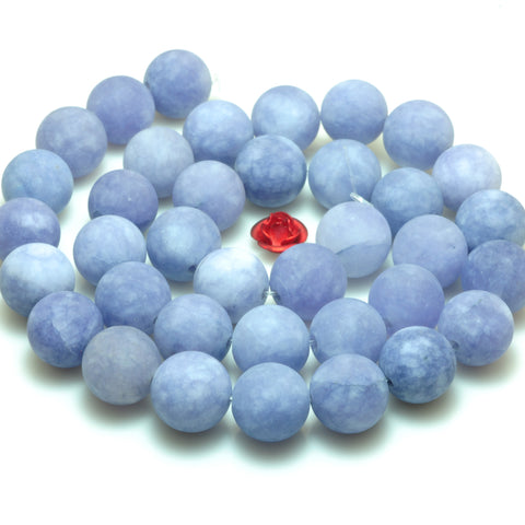 YesBeads Malaysia Jade matte round beads blue jade gemstone wholesale jewelry 15"