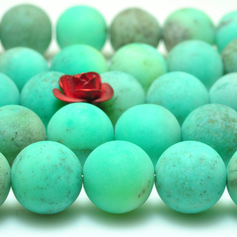 YesBeads natural moss green Opal matte loose round beads wholesale gemstone jewelry making 15'' full strand