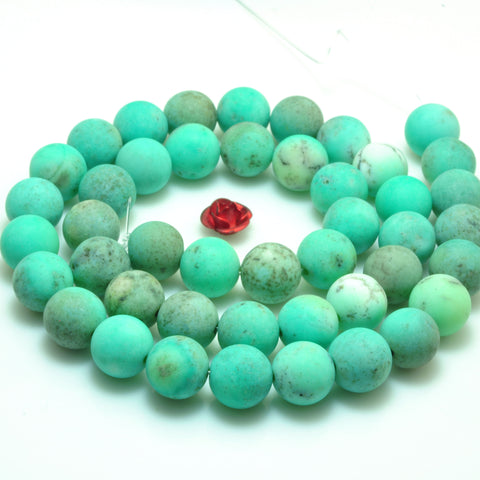 YesBeads natural moss green Opal matte loose round beads wholesale gemstone jewelry making 15'' full strand