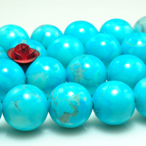 YesBeads Blue Howlite smooth round beads gemstone wholesale jewelry 15"