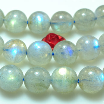YesBeads Natural Labradorite smooth  round beads gemstone wholesale jewelry 15"
