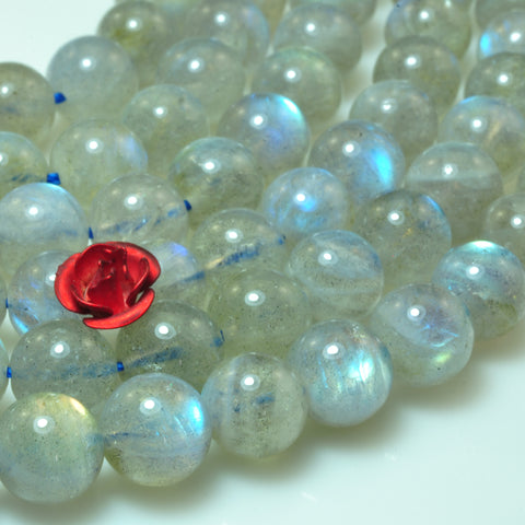 YesBeads Natural Labradorite smooth  round beads gemstone wholesale jewelry 15"