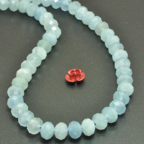 Natural Blue Aquamarine faceted rondelle loose beads gemstone wholesale jewelry making bracelet diy stuff