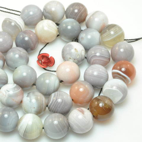 YesBeads Natural Botswana Agate smooth round beads loose gemstone wholesale Jewelry making bracelet diy stuff