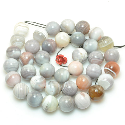 YesBeads Natural Botswana Agate smooth round beads loose gemstone wholesale Jewelry making bracelet diy stuff