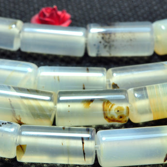 Natural Ocean Chalcedony dendritic agate smooth tube loose beads wholesale jewelry making gemstone bracelet necklace diy