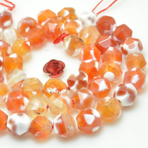 YesBeads Orange Agate star cut faceted beads gemstone wholesale jewelry making bracelet diy stuff