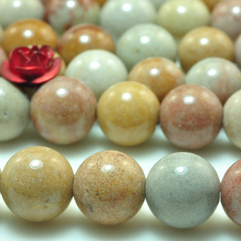 YesBeads Natural rainbow jasper smooth round beads gemstone wholesale 15"
