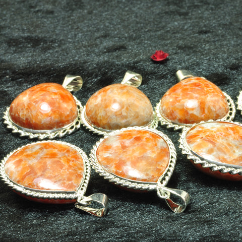 YesBeads Orange moonstone teardrop pendant silver plated copper bezel gemsotne smooth beads charms wholesale jewelry