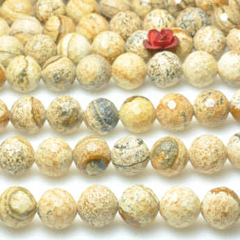 YesBeads Natural Picture Jasper mini faceted round beads loose gemstone wholesale jewelry making bracelet diy stuff