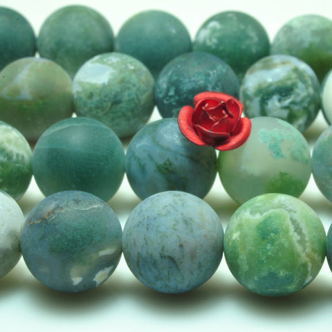 YesBeads Natural Tree Agate gemstone smooth round beads green stone wholesale jewelry making 15"