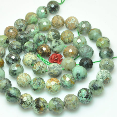YesBeads Natural African Turquoise mini faceted round beads loose gemstone wholesale jewelry making bracelet diy stuff