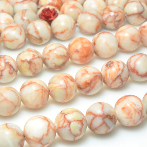 YesBeads Natural Red Line Jasper smooth round beads loose gemstone wholesale jewelry making bracelet diy stuff