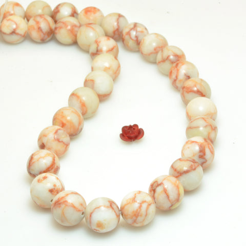 YesBeads Natural Red Line Jasper smooth round beads loose gemstone wholesale jewelry making bracelet diy stuff